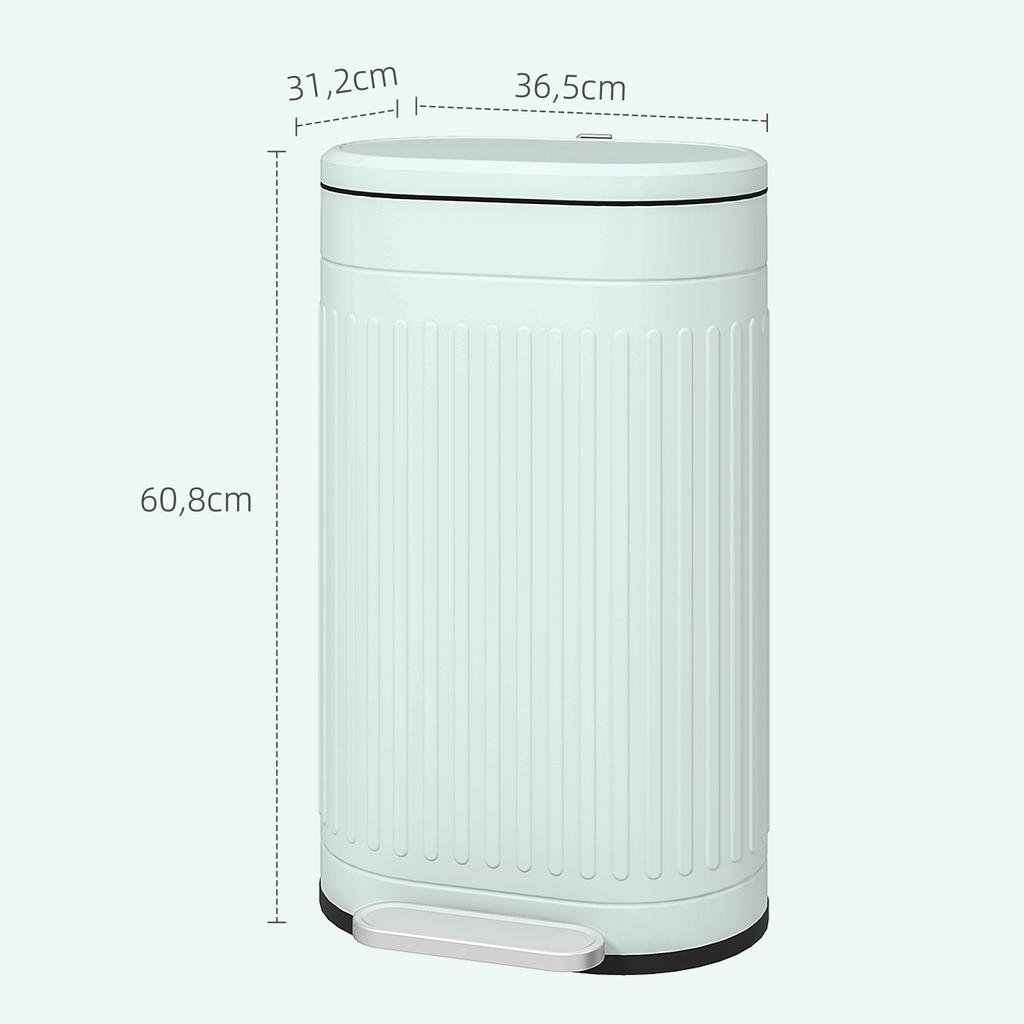 Μεταλλικός Κάδος Κουζίνας 30L, με Καπάκι Soft-Close - Απαλό Πράσινο