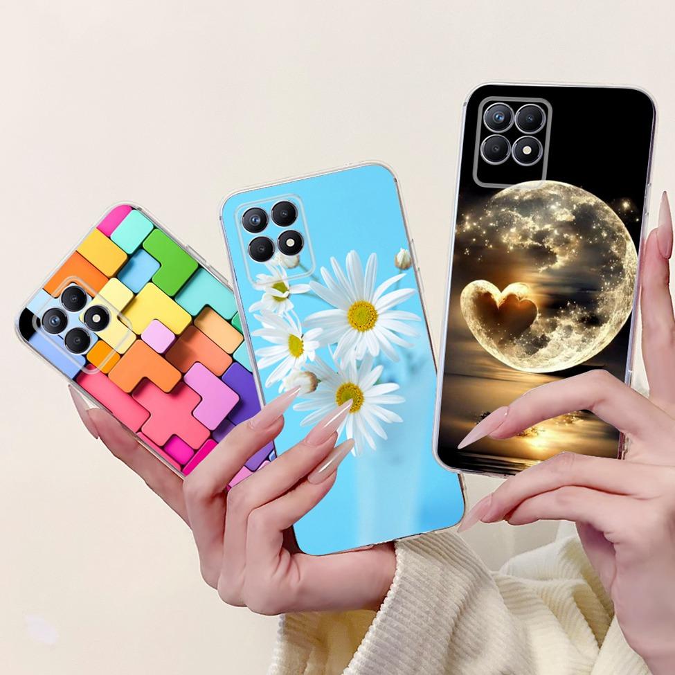 Clear Cover For Realme 8i Case RMX3151 Luxury Butterfly Love Flowers Cool Painted Phone Case For Realme Narzo 50 RMX3286 Cover