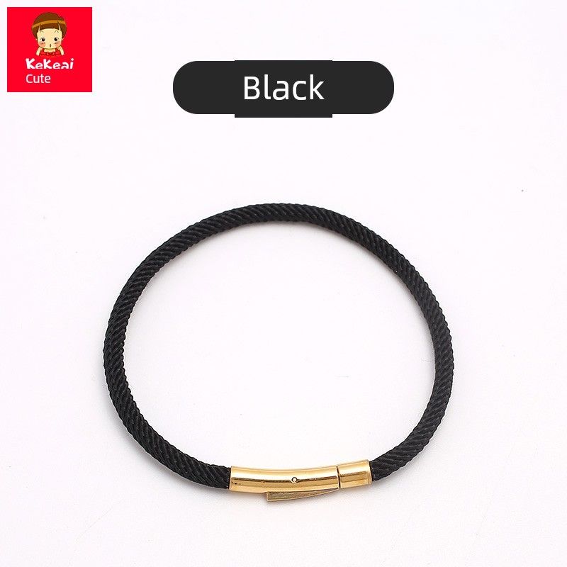 

Твил Милан 3D Твердое Чистое Золото Пара Этот Год Животного Красная Веревка Black rope bracelet (including buckle 16cm)