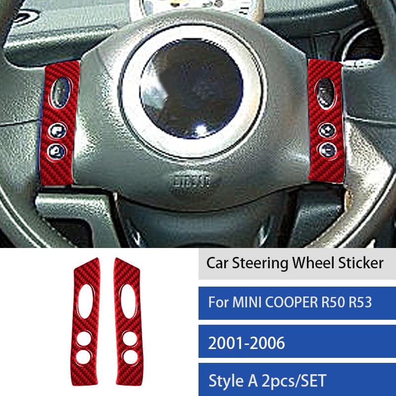 Carbon Fiber Steering Wheel Button Sticker For Mini Cooper For R50 R53 2002-2004 Car Interior Panel Cover Decal Accessorie
