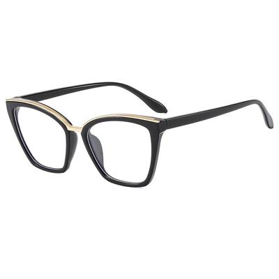Óculos Quadrados Anti-Luz Azul Color Block Moda Europeia e Americana com Armação de Sobrancelha de Metal, Compatíveis com Lentes de Grau