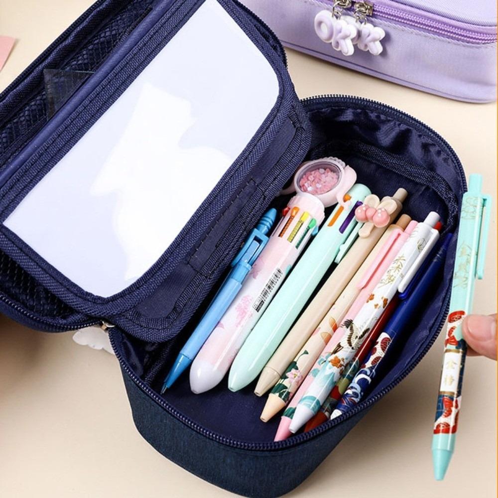 Große Kapazität Studenten Federtasche Leinwand Schreibwaren Aufbewahrungstasche mit Griff Federmäppchen Junge