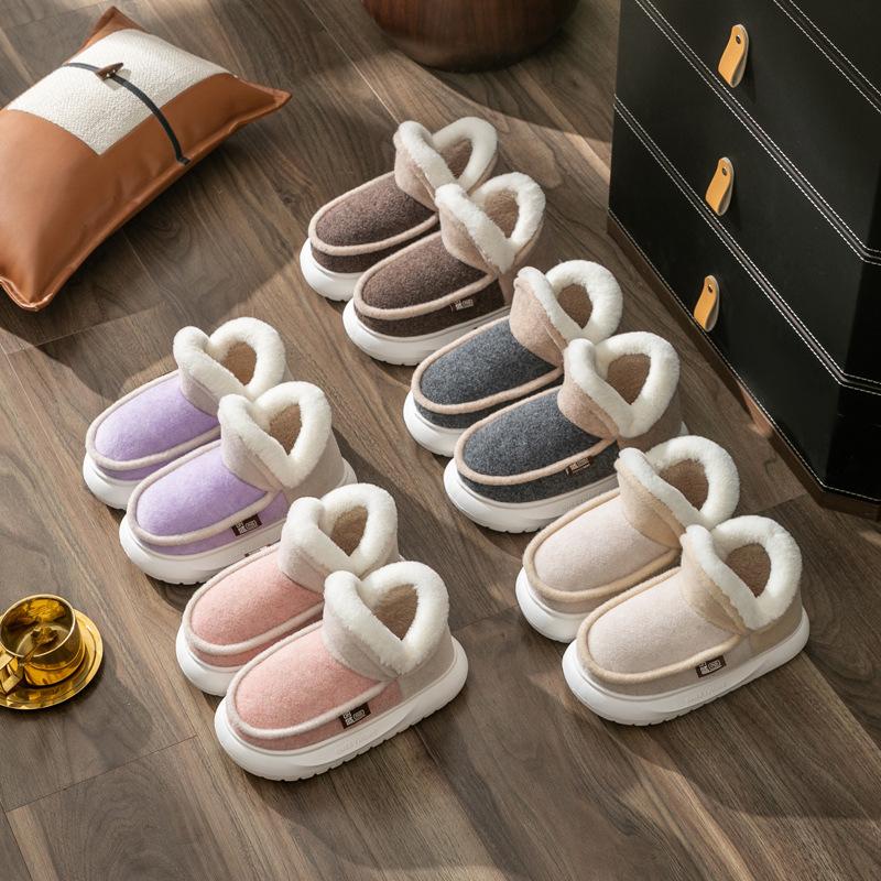 Winter high-top cotton slippers warm indoor couple home non-slip thick bottom high bag and comfortable outside wear