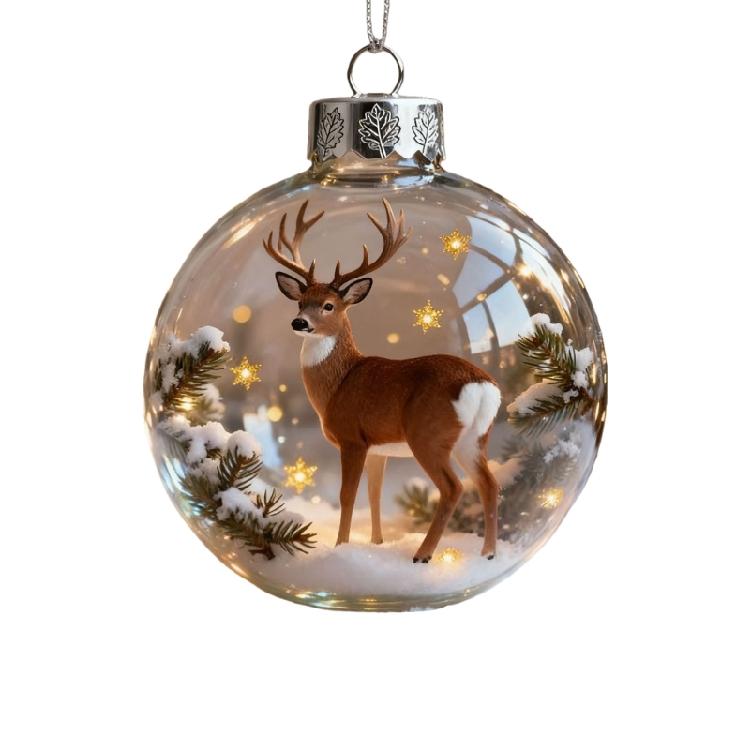 Christmas Wildlife Acrylic Ornament Set Efficient Shatterproof Decors Feature Detailed Animal Silhouettes Designs