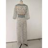 Women's Summer Print Seven-point Sleeve Elastic Waist V-neck Chiffon Sexy Dress