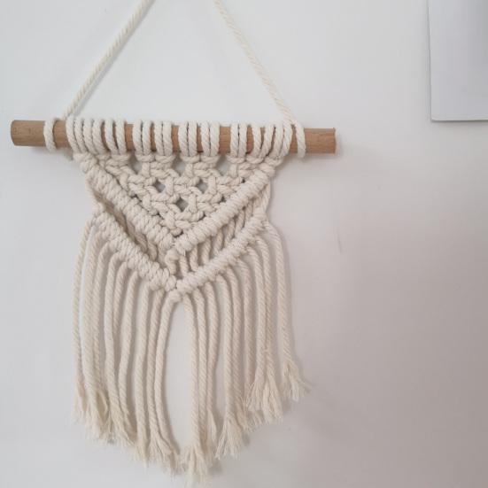 Boho geflochtenes Wandbehang, Geometrischer Wandbehang, Geknüpfter Baumwollseil Wandbehang mit Quasten für Zuhause Schlafzimmer Kinderzimmer Eingangsbereich Wandkunst