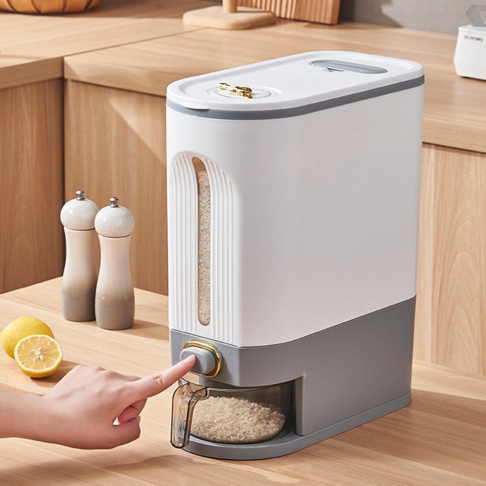 

Large Capacity Rice Dispenser With Measuring Cup Pet Food Storage Box Rice Bucket Grain