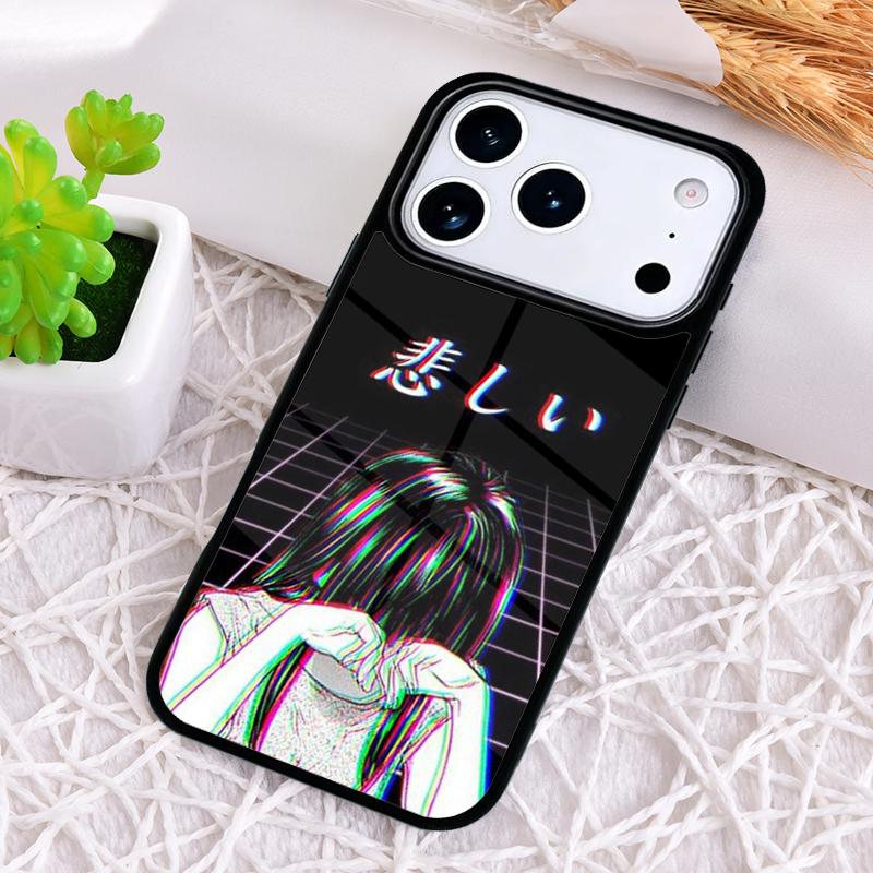 Sad Girl Japanese Anime Shockproof Phone Case for iPhone 17 Air 16e 15 11 12 14 13 Pro Max Cover Coque