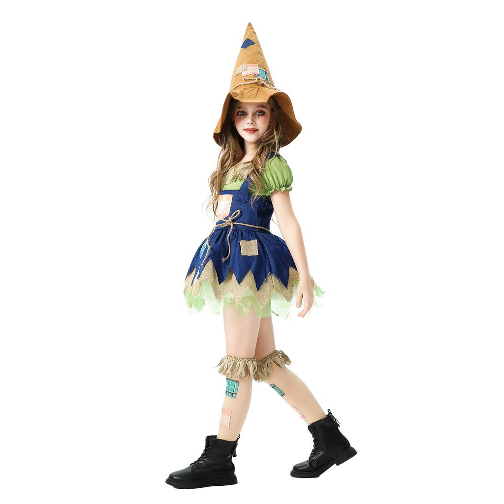 Halloween children's costume scarecrow pastoral farm funny dress up girl skirt clown witch stage performance costume