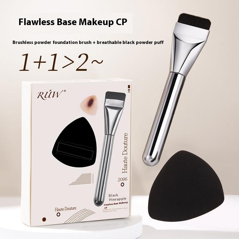 Ein-Wort Flachpinsel für Foundation Leichter Pinsel für flüssiges Make-up Mit Make-up-Schwämmchen Zubehör für Make-up-Werkzeuge
