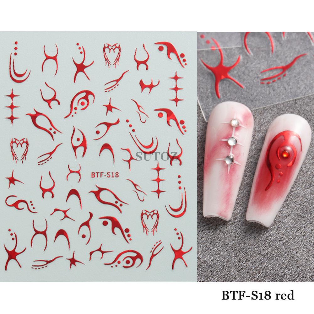 Nail Sticker Geometric Pattern Shining Star Moon Back Adhesive Nail Decals