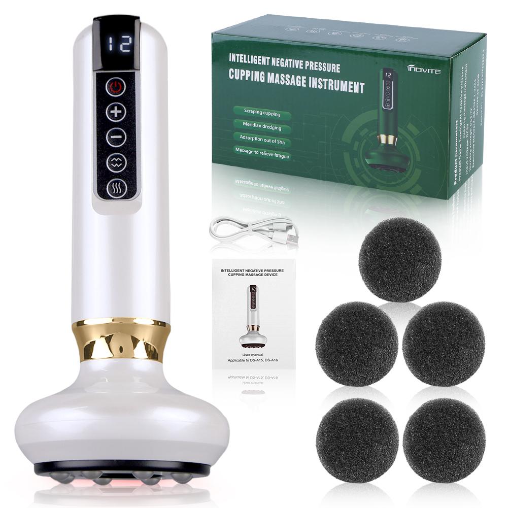 

Anti Cellulite Massager 12 Levels Electric Cupping Massager Vacuum Suction Cup GuaSha Hot Compress Infrared Heat Body Slimming білий