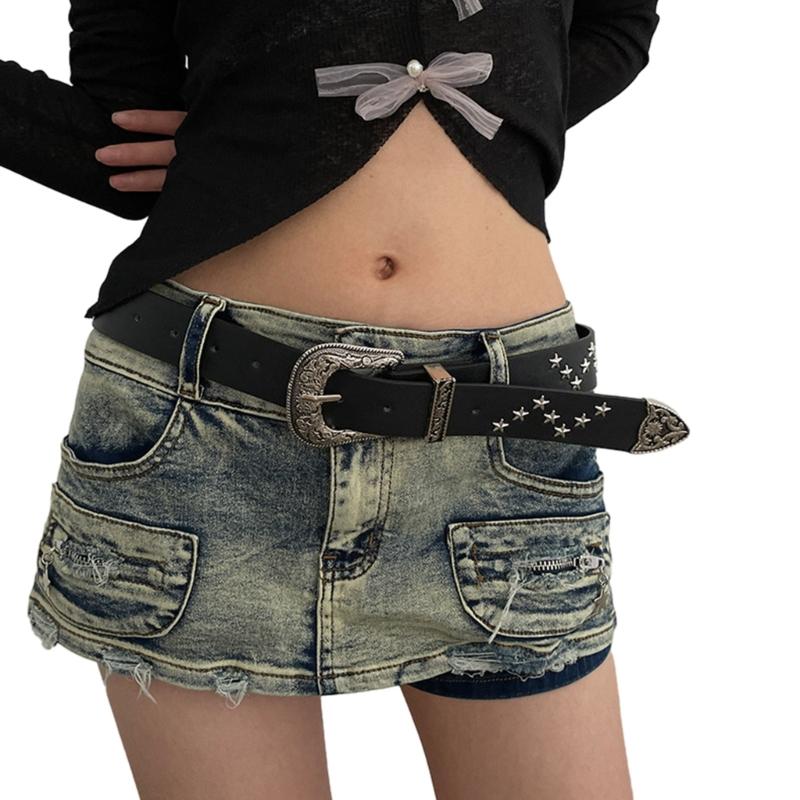 

Винтажный Резной Цветочный Пряжка Ремень ПУ Тонкий Ремень Взрослый Харадзюку Поясные Ремешки 1 чёрный