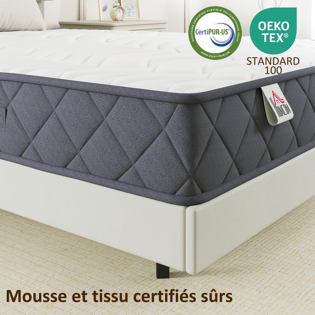 Mattress 90x190cm, single mattress, memory foam, 20cm thick, Oeko-Tex certified, medium firmness