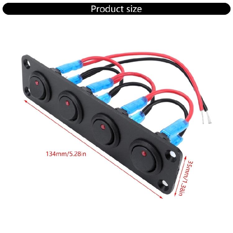 Multifunctional Space Saving 20A 12V Red LED Toggle Switch Panel for Car Truck Motorhomes and Marine Electrical Systems