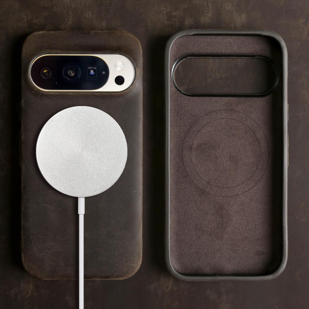Crazy Horse Magnetische Echtleder Hülle für Google Pixel11 Pro XL 10 9 8 7 6 Rindsleder Schutzhülle für Magsafe Rückseiten Hüllen