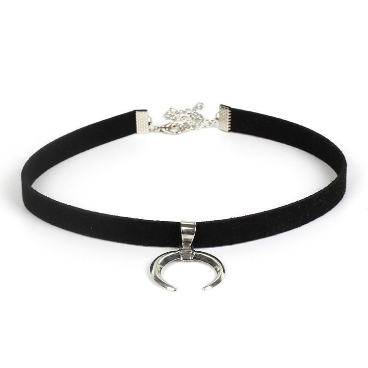 ins ветряная луна кулон ожерелье ретро меньше корейский бархатный воротник европейская и американская мода простая чокер цепочка на ключицу