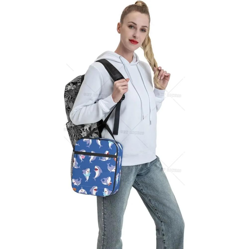 Shark Cute Underwater Animal Portable Lunch Bag for Women/Men Insulated Reusable Lunch Box for Office Work School Picnic Beach