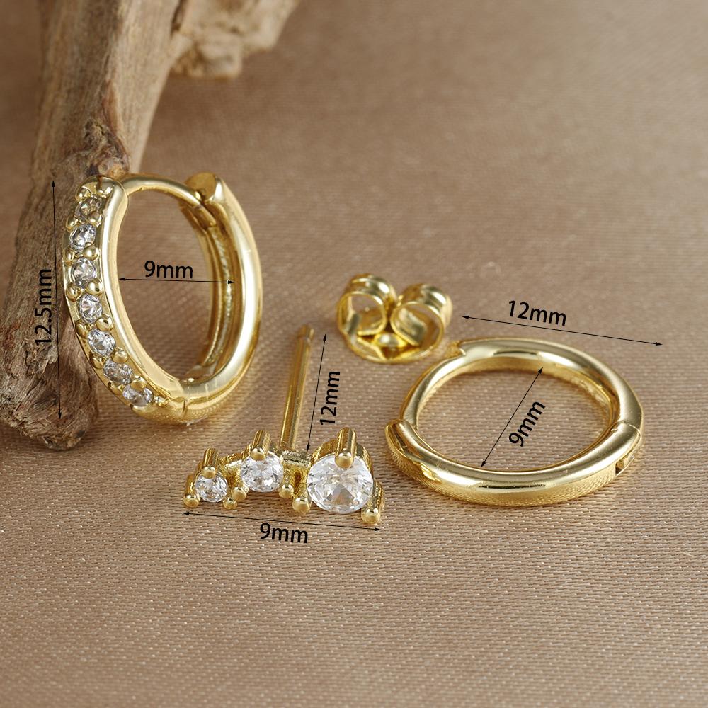 3PCS Stainless Steel Huggie Minimal Hoop Earrings Set for Women Little Crystal Zirconia Thin Cartilage Earrings Piercing Jewelry