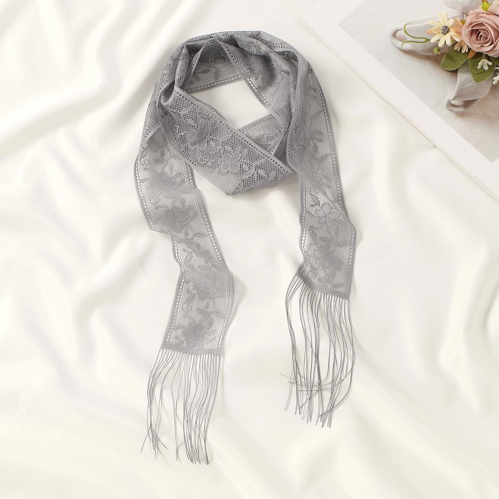 Lace Floral Tassel Neck Scarves Embroidered Skinny Neckerchief Multifunctional Headscarf Sweet Headbands Colorful Hair Scarf