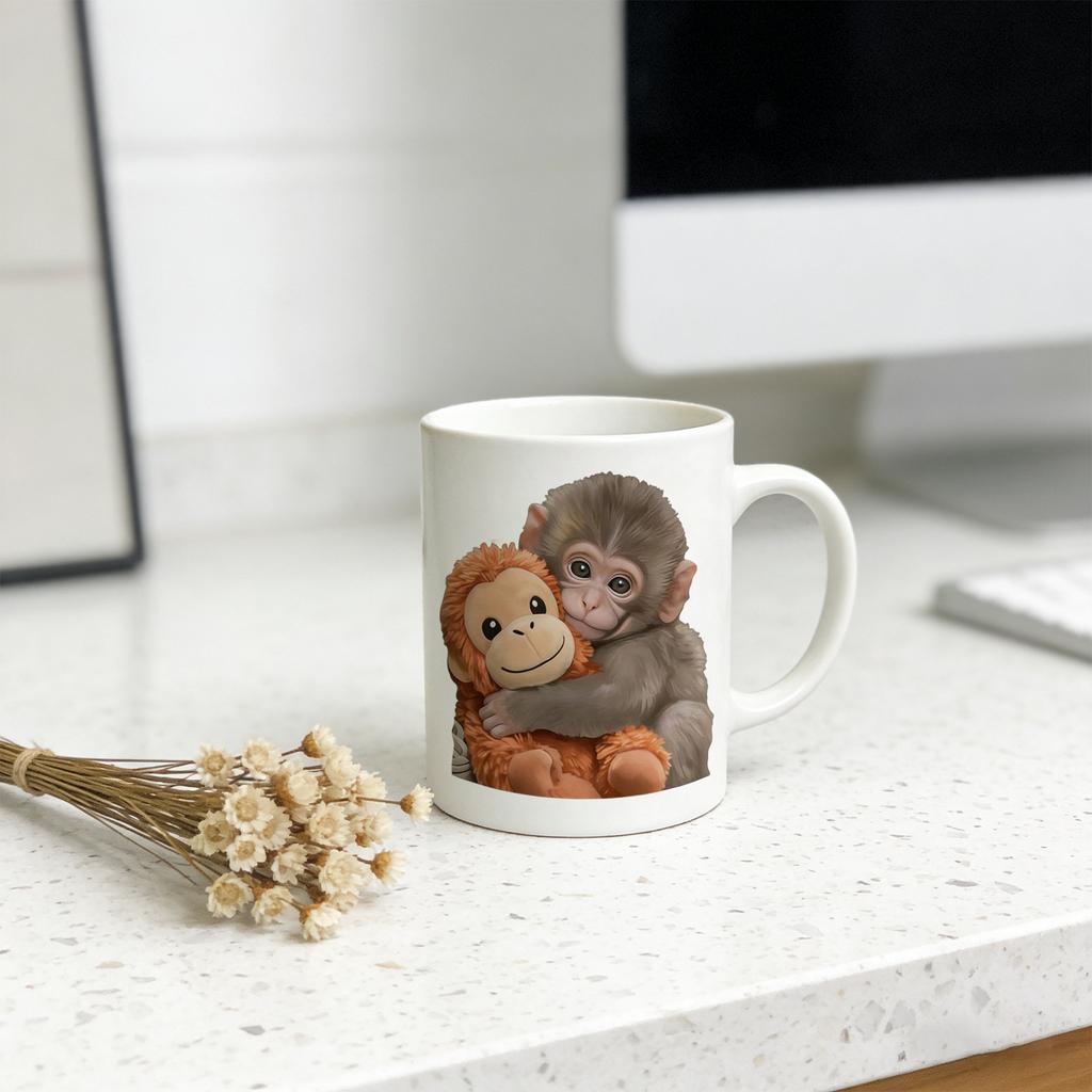 Keramik-Kaffeetasse in Affenform, 11 oz. Porzellan-Teetasse mit Henkel. Geeignet als Familien- und Hobbygeschenk.