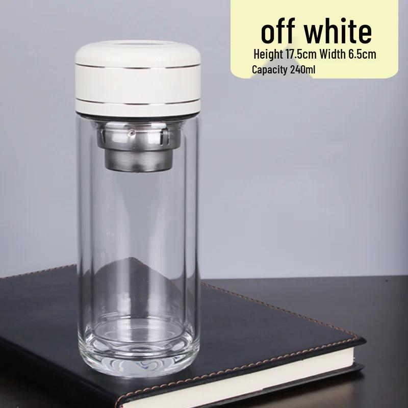One-Touch Open Goose Egg Double-Layer Glass Cup: Anti-Scalding, High Borosilicate, Quick-Open Tea/Water Separation Cup