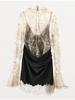 Women's Lace Spliced Long Sleeve Sexy Short Dress