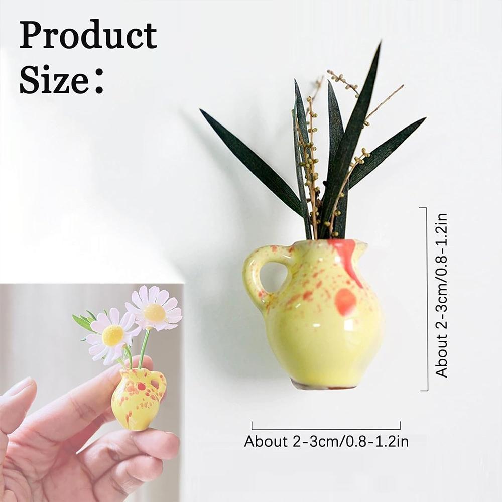 8 bucăți mini magneți pentru vază - vaze cu muguri magnetice 2025 noi mini magneți drăguți din ceramică pentru frigider 3D vază cu flori din ceramică Accesorii amuzante pentru frigider