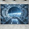 2D Flat Banner 1 Piece - Futuristic Sci-fi Photography Background - Design of Space Capsule Corridor