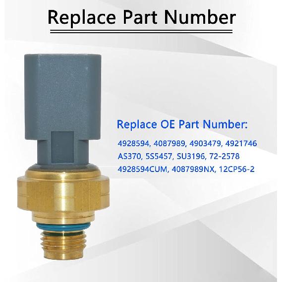 4928594 Exhaust Gas Pressure Sensor EGR Replacement for Cumm ISX ISM ISC ISB ISL Diesel Dodge Ram 2500 3500 6.7L 4921746 4087989