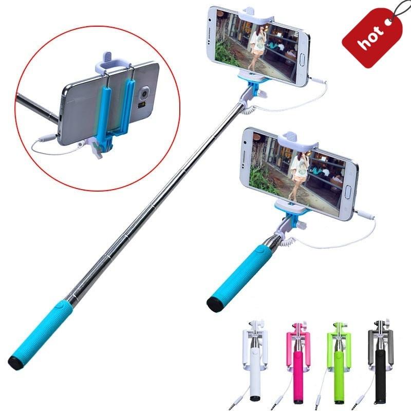 Travel Folding Wired Selfi Selfie Stick Lipstick Self-Pole for iPhone Android