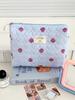 Cute Strawberry Women's Stripe Cosmetic Bags Travel Portable Ladies Clutch Purse Storage Bag Makeup Case Cosmetic Organizer
