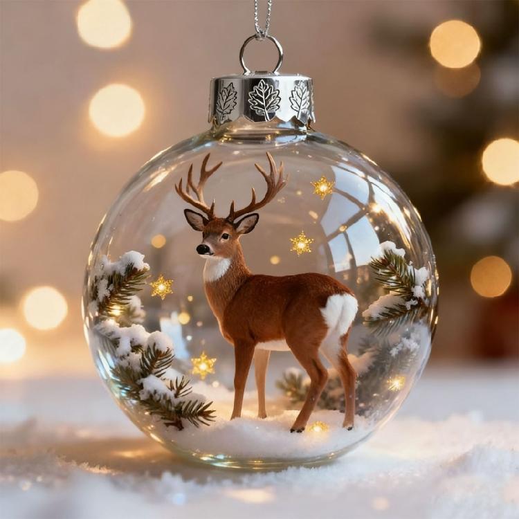 Christmas Wildlife Acrylic Ornament Set Efficient Shatterproof Decors Feature Detailed Animal Silhouettes Designs