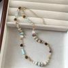 Natural Stone Beaded Auspicious Little Elephant Necklace for Women, High-end Sweater-style Neck Chain Accessory