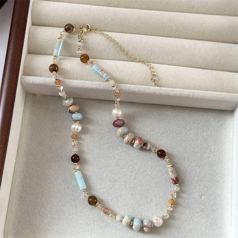 Natural Stone Beaded Auspicious Little Elephant Necklace for Women, High-end Sweater-style Neck Chain Accessory