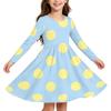 Mädchen Weihnachtsdruck Langarmkleid mit Ärmeln für Feiertagsparty und