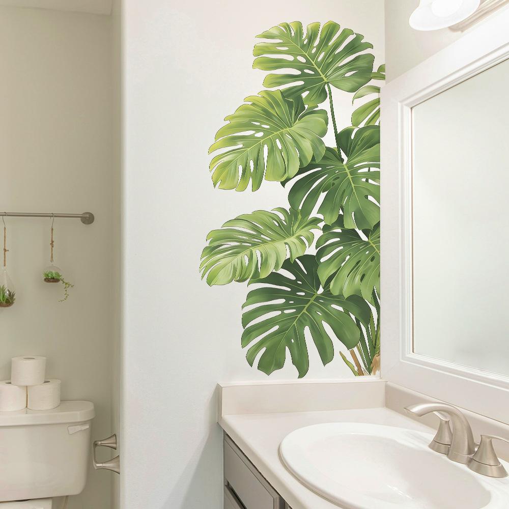 Tortoise Shell Bamboo Sticker - Green Leaves - Home Decor for Living Room - Wall Decorative Paper