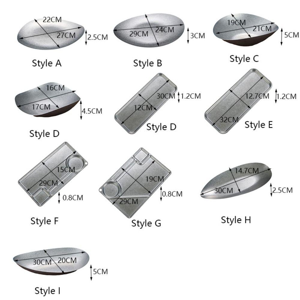Irregular Shape Vintage Stainless Steel Meal Plate Anti-fall Unbreakable Dinner Plate Industrial Style Bone Dish Camping