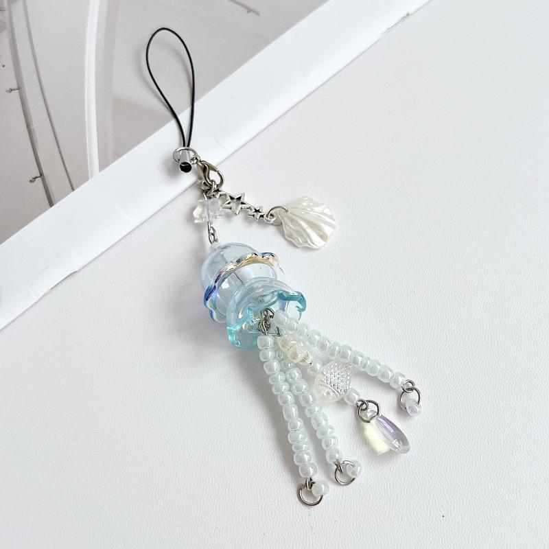 

Transparent Jellyfish Keychain Charms Phone Lanyard Chain Straps Cute Bag Backpack Hanging Pendant Key Chain Keyring For IPhone