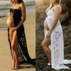 Elegant V-Neck Lace Maternity Dress for Photoshoots