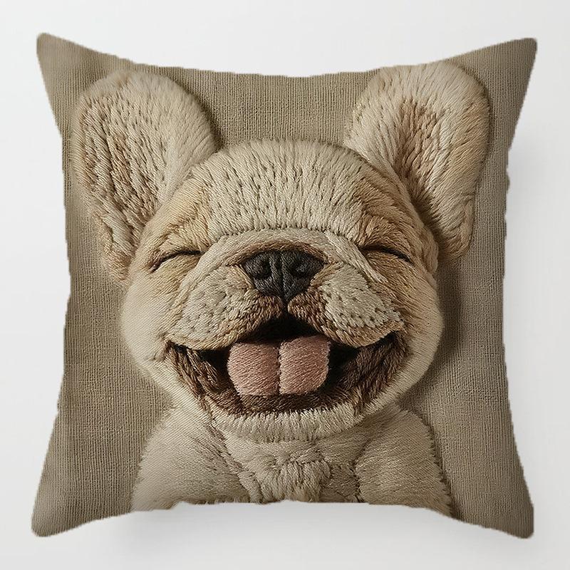 2PCS Vibrant Bohemian Style Short Plush Pillow Cover 45x45cm Doggy Imitation Embroidered Pillowcase (Pillow Insert Not Included)