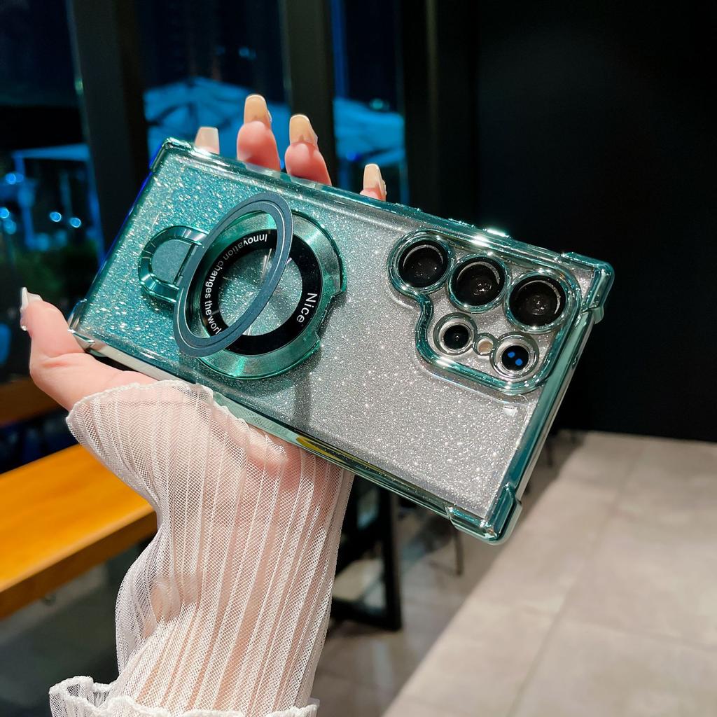 Suitable for Samsung S24ultra Gradient Mobile Phone Case Electroplated Four Corner Airbag Anti Fall S25 Invisible Bracket Protection Case