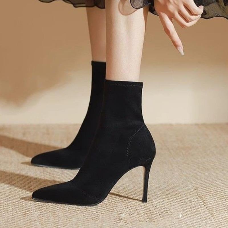 Moda 2024 Pantofi de înaltă calitate pentru femei Cizme de damă glezne Cizme moderne sexy pentru femei, cusut cu vârf ascuțit, pantofi cu tocuri subțiri pentru femei