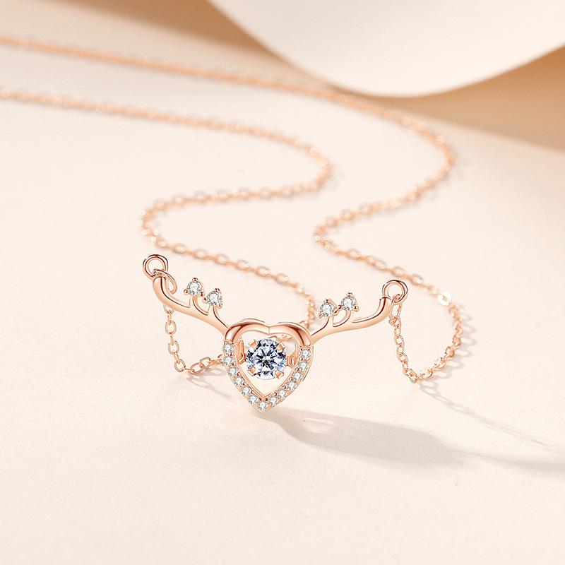 S925 Antler Clavicle Necklace: Niche Design, Christmas Gift for Women 925 Silver