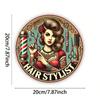 Retro Hairdresser Metal Tin Sign 8x8 Inch 2D Flat Wall Art For Barbershop Salon Cafe Farmhouse Durable Decor