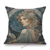 Mucha Style Floral Princess Girl Pink Purple Blue Pretty Flower Daughter Room Decoration Sofa Pillow Case Spring Cushion Cover