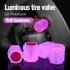 20PCS Luminous Tire Valve Caps Motorcycle Bike Wheel Nozzle Dustproof Tyre Valve Stem Fluorescent Night Glowing Car Decor