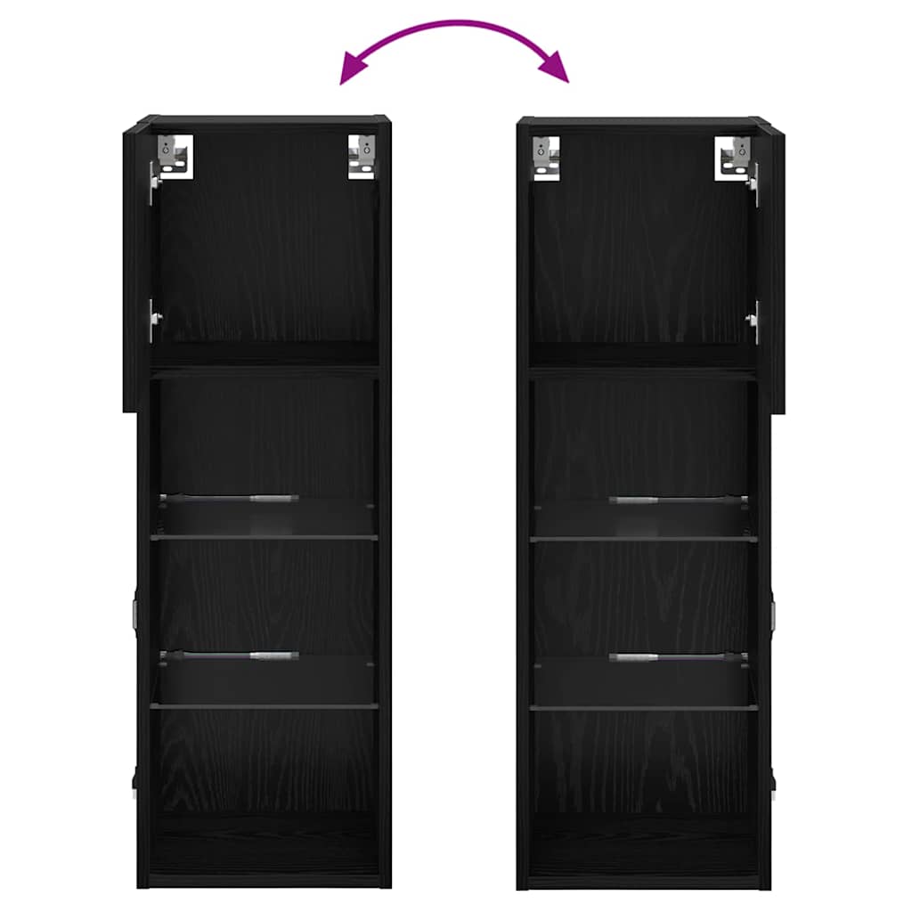 Wall Mounted TV Cabinet Black Oak Effect Particleboard