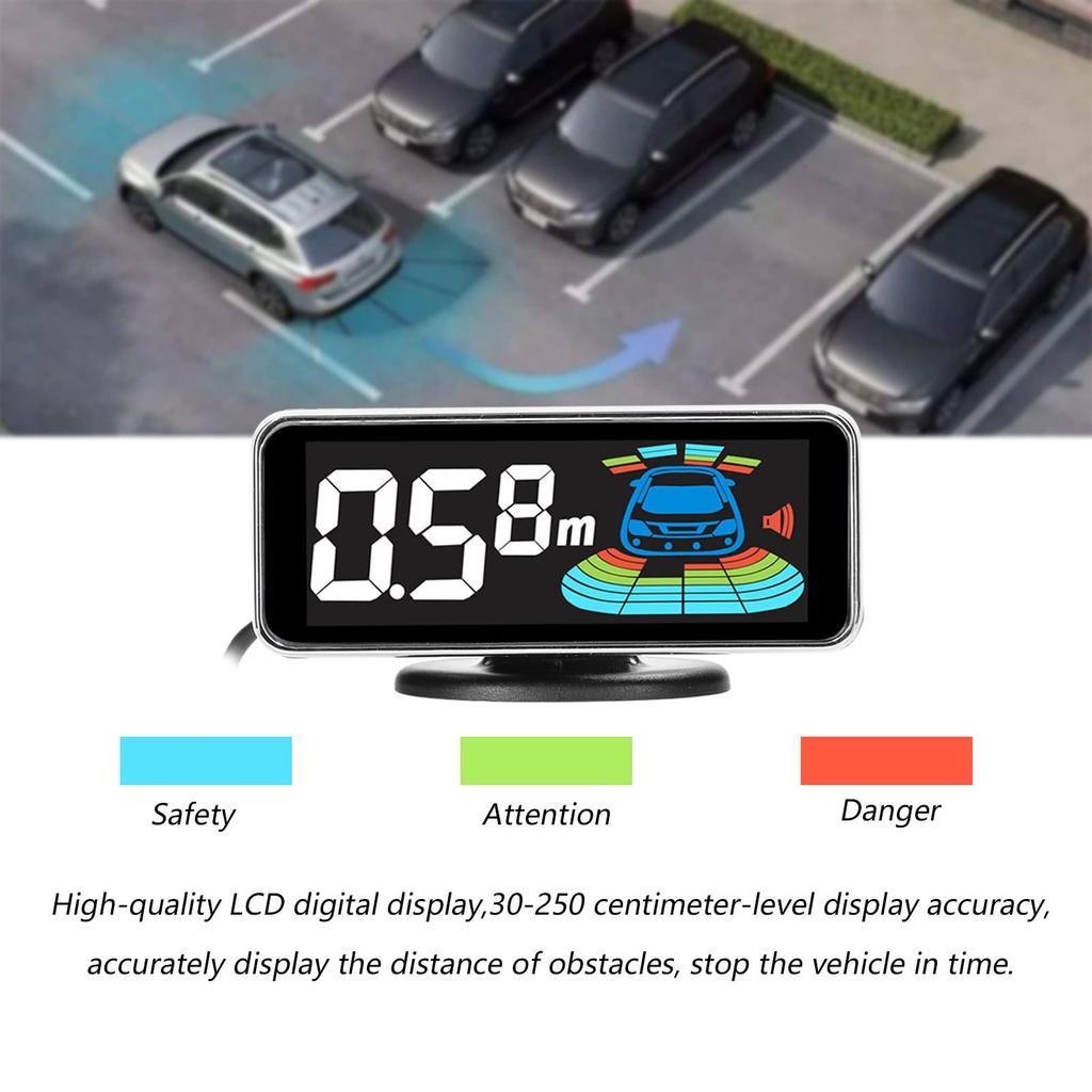 Snsowed Parking Sensor Rear Reverse Radar System with 8 Parking Sensors, Distance Detection, LCD Distance Display, and Audible Warning Buzzer