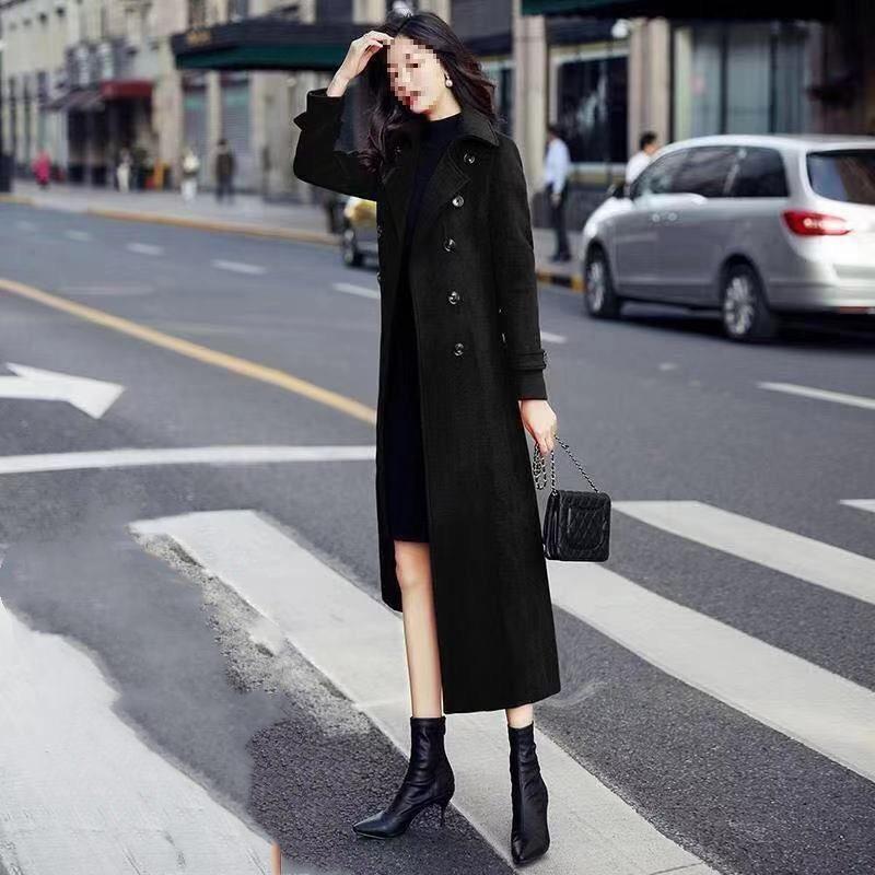 Woolen coat women's new winter thickened woolen coat slim long knee coat women's fashion